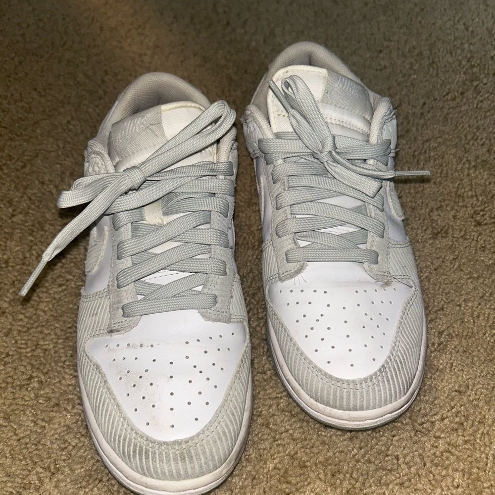 Nike White and Light Gray Low-Top Sneakers